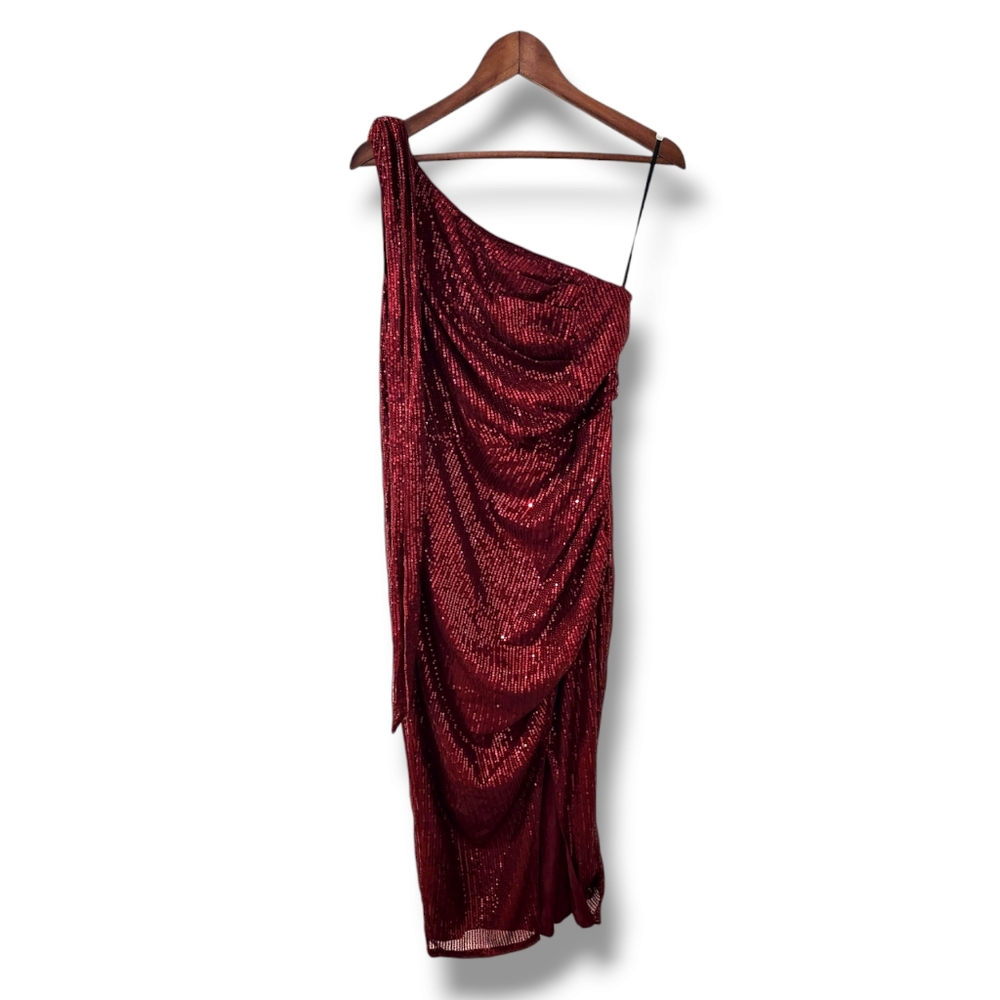 Grace Karin Sequined One Shoulder Wrap Maxi Dress w/ Slit | XL